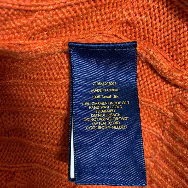 [BUNJANG] Polo Ralph Lauren Silk Orange Cable Knit Sweater / 폴로 랄프로렌 실크 오렌지 케이블 니트 S