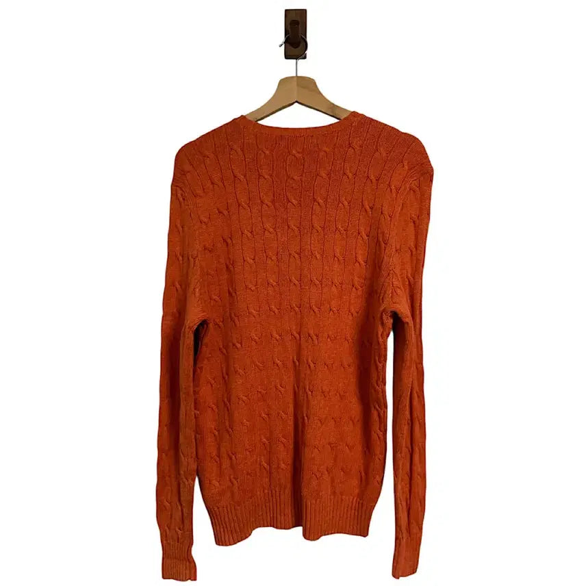 [BUNJANG] Polo Ralph Lauren Silk Orange Cable Knit Sweater / 폴로 랄프로렌 실크 오렌지 케이블 니트 S