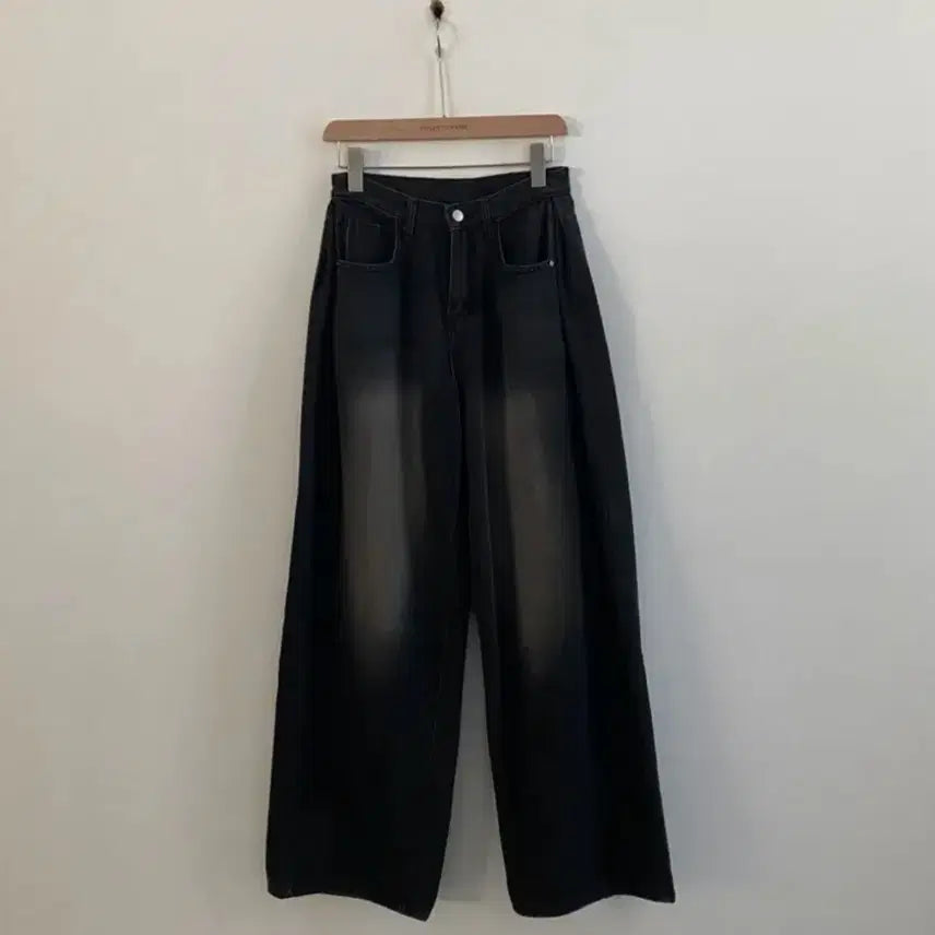 [BUNJANG] Sugar Powder Vintage Side Pleat Washed Wide Denim Pants / 슈가파우더 빈티지 사이드 핀턱 워싱 와이드 데님 팬츠