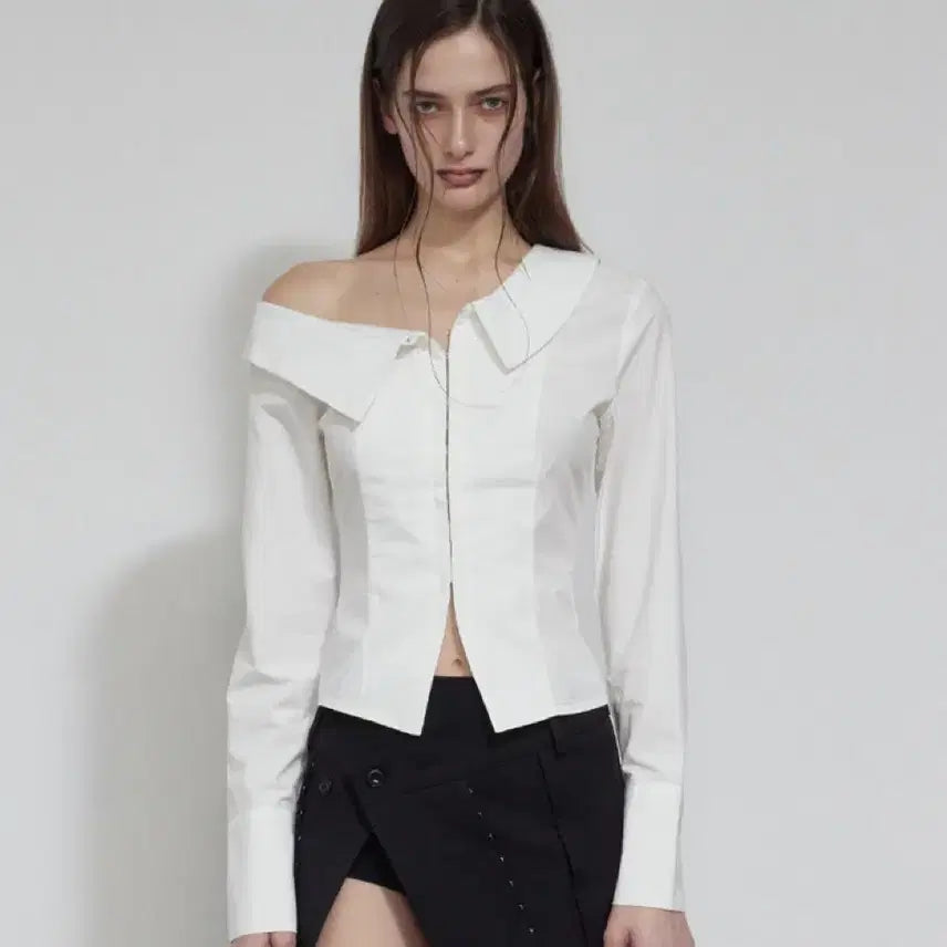 [BUNJANG] Bohemian Seoul One Shoulder Slim-Fit Shirt / 보헤미안서울 원숄더 슬림핏 셔츠 ONE SHOULDER SLIM-FIT