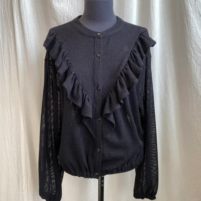 [BUNJANG] Black Frill Net Cardigan / 블랙 프릴 그물 가디건(M-L)