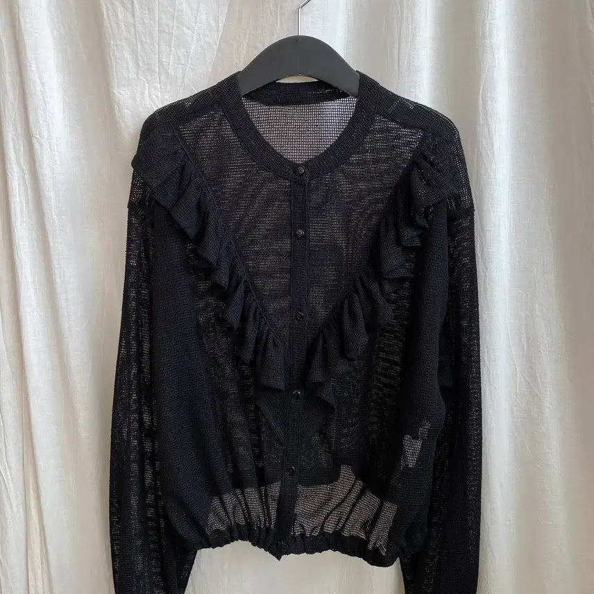 [BUNJANG] Black Frill Net Cardigan / 블랙 프릴 그물 가디건(M-L)