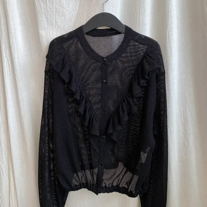 [BUNJANG] Black Frill Net Cardigan / 블랙 프릴 그물 가디건(M-L)