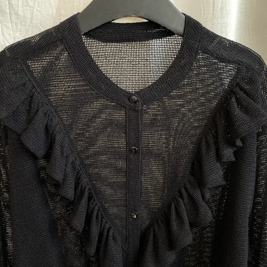 [BUNJANG] Black Frill Net Cardigan / 블랙 프릴 그물 가디건(M-L)