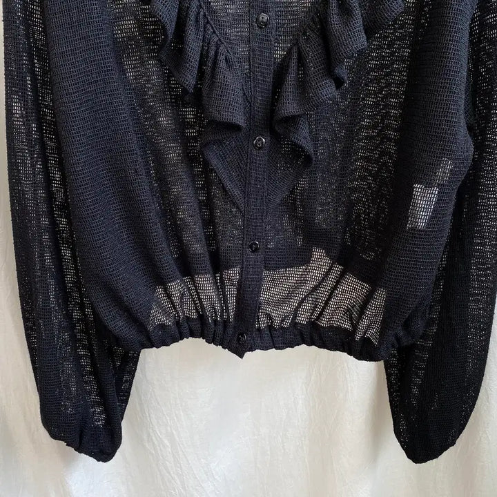 [BUNJANG] Black Frill Net Cardigan / 블랙 프릴 그물 가디건(M-L)