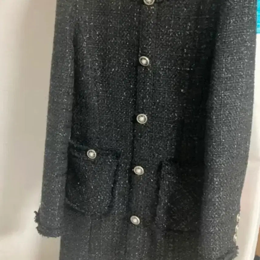 [SOLD OUT] 룩캐스트 블랙 트위드 원피스 M