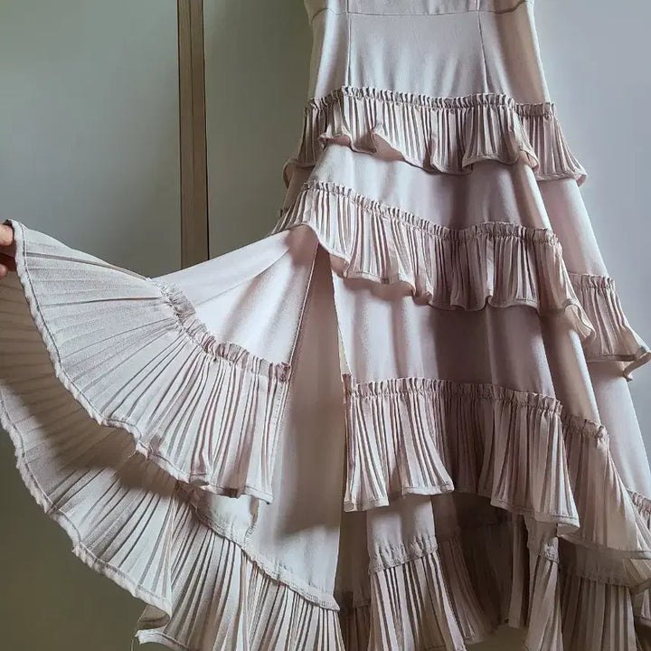[BUNJANG] PARTYSU Pink Layered Long Dress / 파티수 PARTYSU 핑크 캉캉 롱원피스
