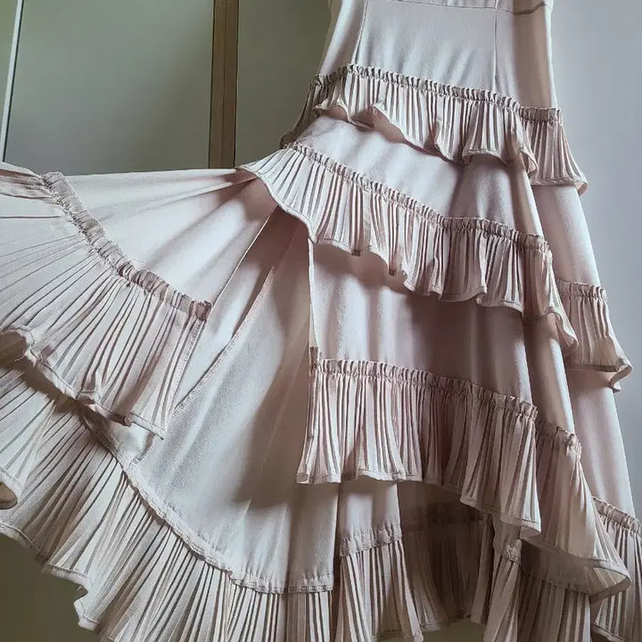 [BUNJANG] PARTYSU Pink Layered Long Dress / 파티수 PARTYSU 핑크 캉캉 롱원피스