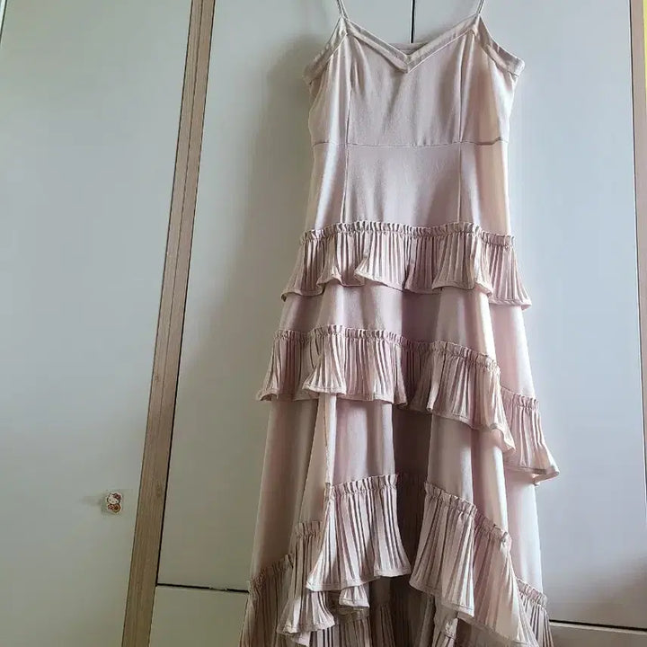[BUNJANG] PARTYSU Pink Layered Long Dress / 파티수 PARTYSU 핑크 캉캉 롱원피스
