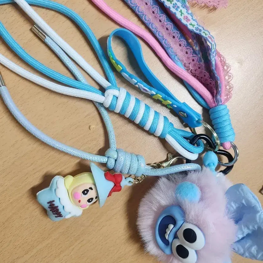 [BUNJANG] Twinkle Figure Keychain Set / 블루 인형 트윙클 피규어 키링 핸드폰 줄 세트(완제품)