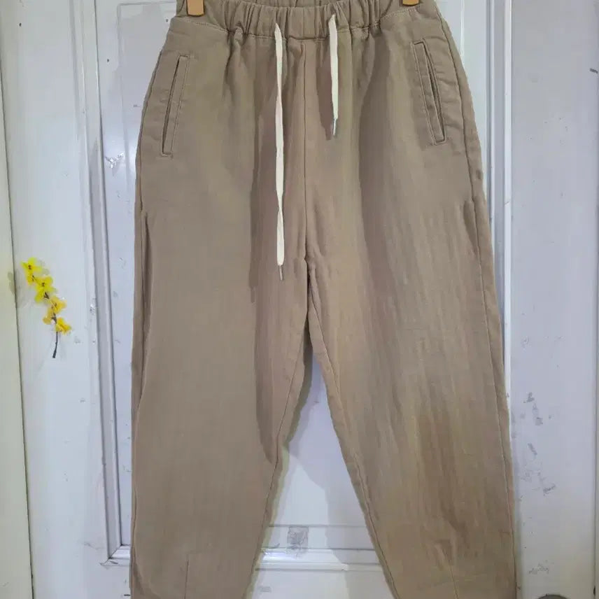 [BUNJANG] Spring Beige Spandex Bending Cotton Baggy Pants / 봄  베이지 스판 밴딩  면  베기통바지   28까지