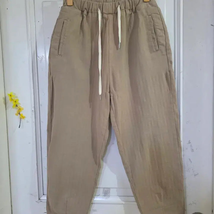 [BUNJANG] Spring Beige Spandex Bending Cotton Baggy Pants / 봄  베이지 스판 밴딩  면  베기통바지   28까지