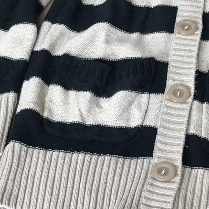 [BUNJANG] Vintage Striped Hooded Knit Cardigan / 빈티지 스트라이프 후드 니트 가디건