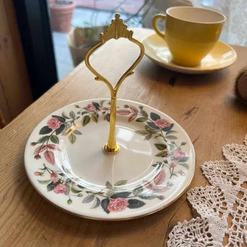 [BUNJANG] Wedgwood Hathaway Rose 1-Tier Dessert Stand / 영국 빈티지 웨지우드 헤서웨이 로즈 1단 디저트 스탠드