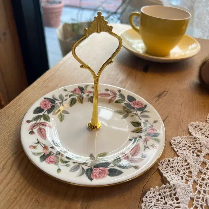 [BUNJANG] Wedgwood Hathaway Rose 1-Tier Dessert Stand / 영국 빈티지 웨지우드 헤서웨이 로즈 1단 디저트 스탠드