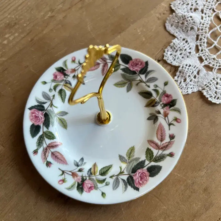[BUNJANG] Wedgwood Hathaway Rose 1-Tier Dessert Stand / 영국 빈티지 웨지우드 헤서웨이 로즈 1단 디저트 스탠드