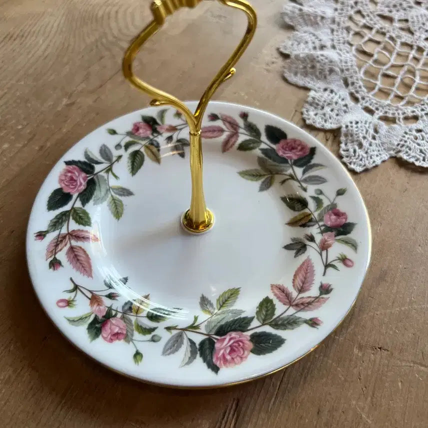 [BUNJANG] Wedgwood Hathaway Rose 1-Tier Dessert Stand / 영국 빈티지 웨지우드 헤서웨이 로즈 1단 디저트 스탠드