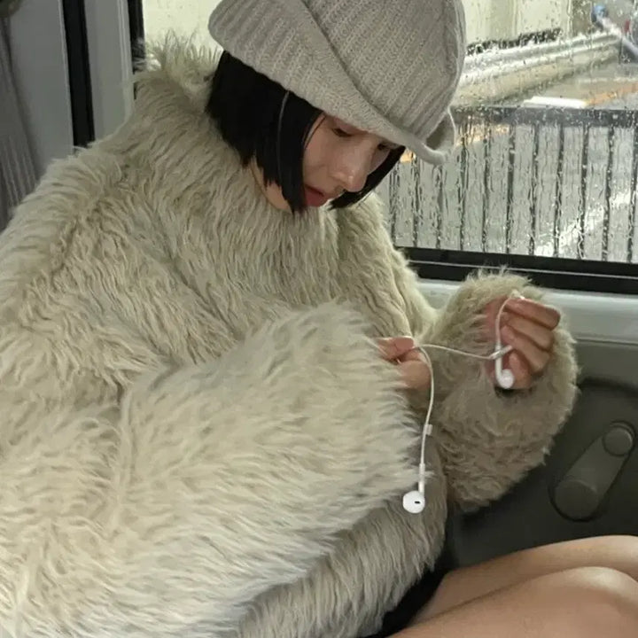 [BUNJANG] Creamvilla Pino Shearling Jumper Beige / 크림빌라 피노 시어링 점퍼 베이지