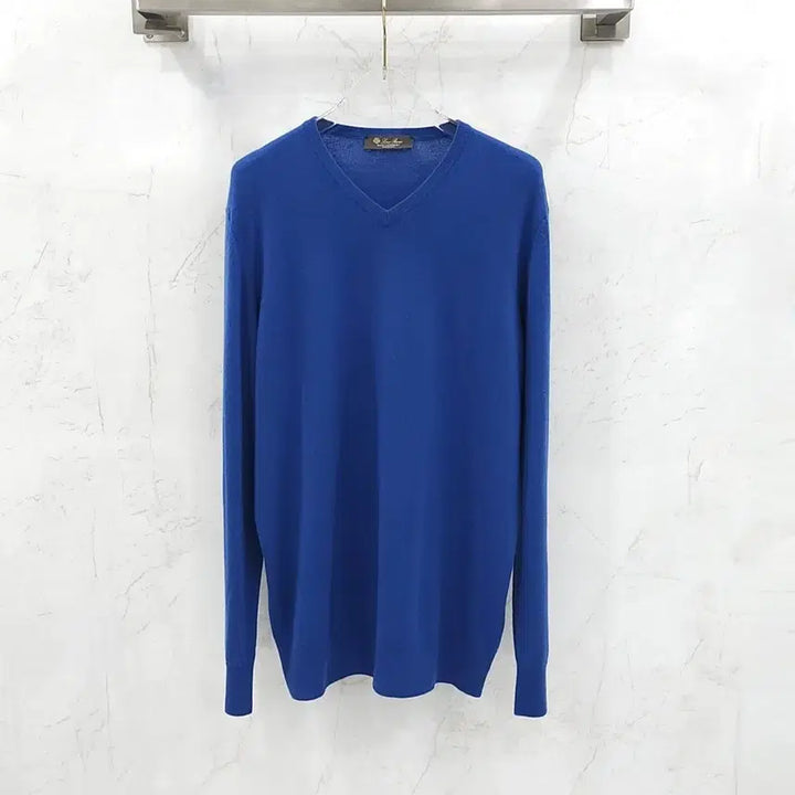 [BUNJANG] Loro Piana Cashmere Blue V-Neck Knit Sweater / 52 / 로로피아나 캐시미어 블루 브이넥 니트