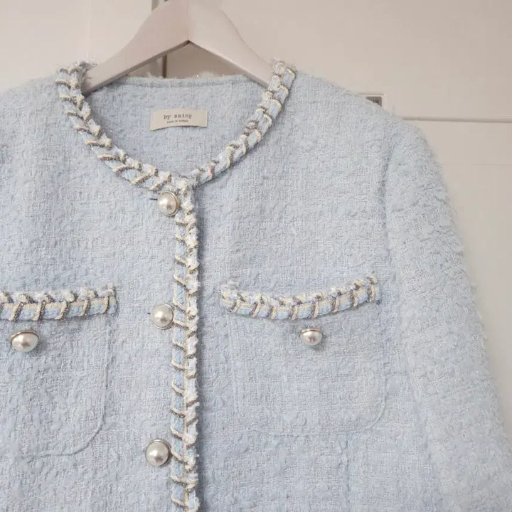 [BUNJANG] Vicinni Light Blue Tweed Jacket / 바이씨니 소라색 연하늘 트위드자켓