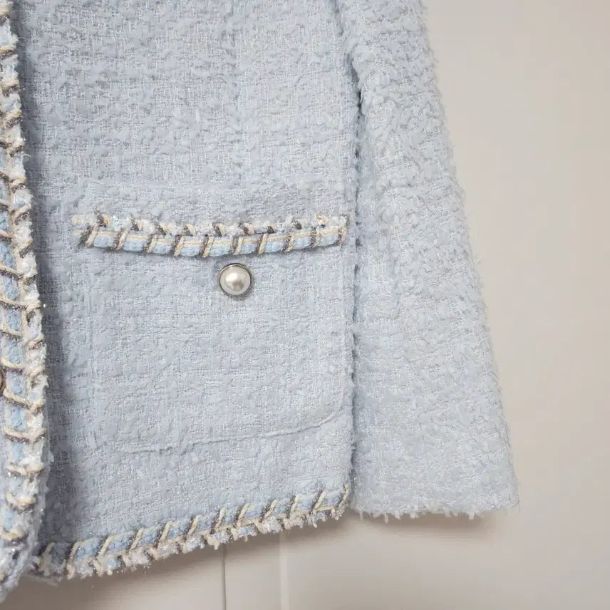 [BUNJANG] Vicinni Light Blue Tweed Jacket / 바이씨니 소라색 연하늘 트위드자켓