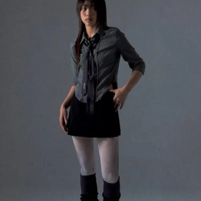 [SOLD OUT] 오호스(OJOS) Chest Hole Nylon Shirt - Grey