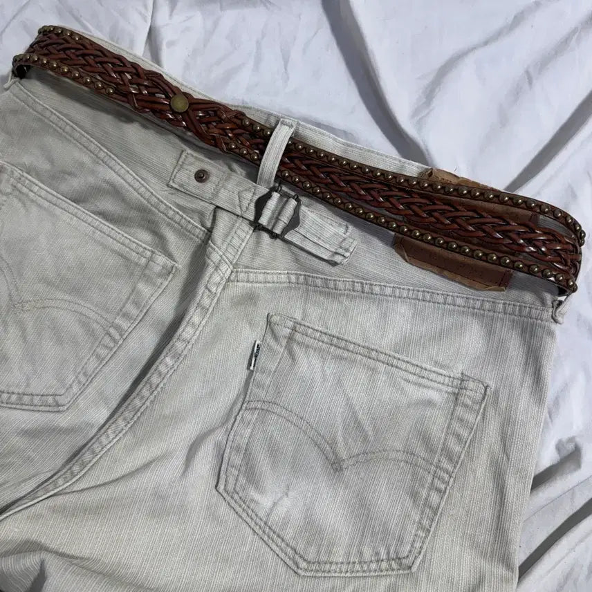 [BUNJANG] Vintage Studded Woven Leather Belt / 빈티지 스터드 위빙 레더 벨트