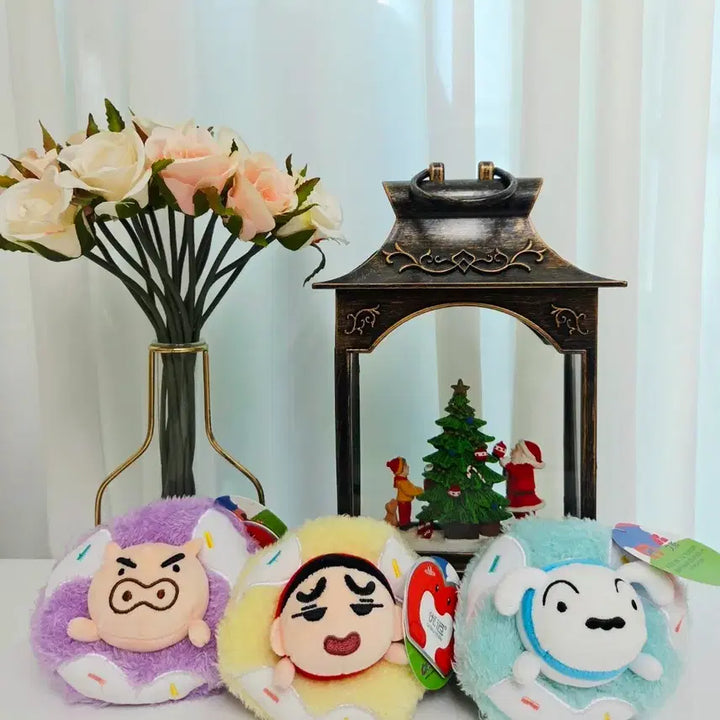 [BUNJANG] Crayon Shin-chan Donut Plush Keychain 3-Set / 짱구 도넛 인형 키링 3종세트 새상품