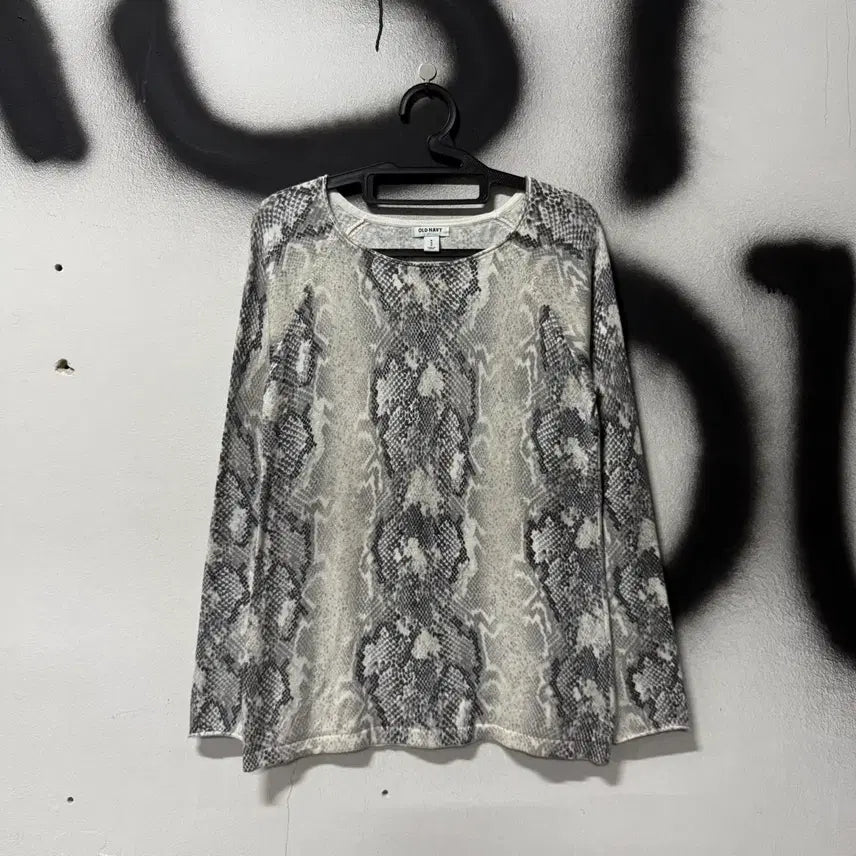 [BUNJANG] Vintage Gray Python Pattern Long Sleeve / VTG 빈티지 그레이 파에톤 애니멀 패턴 롱슬리브