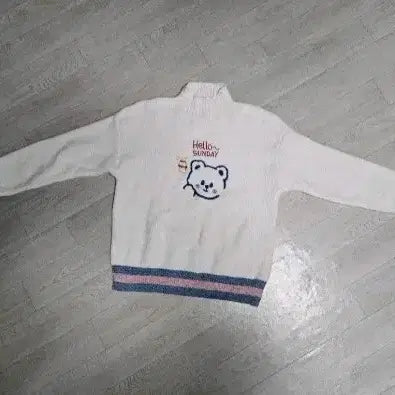 [BUNJANG] White Bear Embroidery Knit Sweater / 화이트 곰돌이 자수 니트