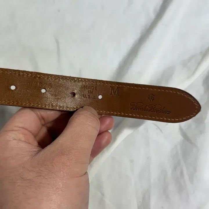 [BUNJANG] Brooks Brothers Turtle Embroidered Leather Belt / Usa 브룩스 브라더스 터틀 자수 레더 벨트