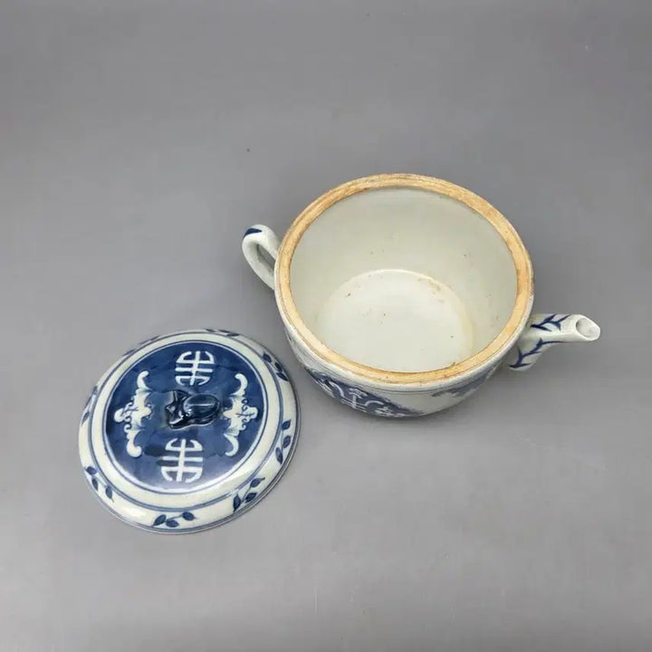 [BUNJANG] Antique Chinese Celadon Porcelain Teapot with Bat Motif / 도안이 특이한 청대양식 수자에 박쥐문 다관