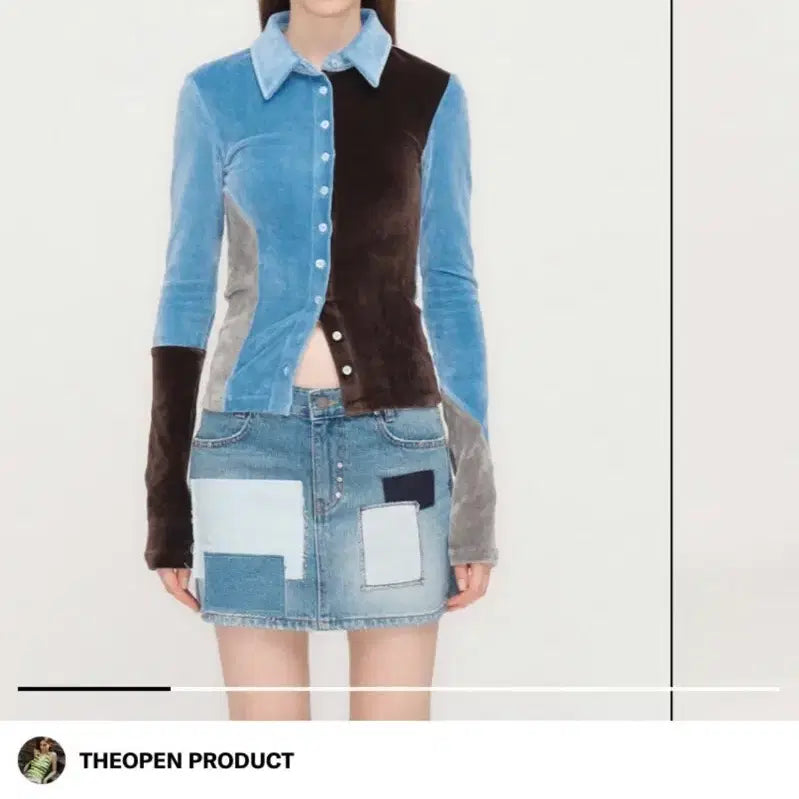 [BUNJANG] Open Product Velvet Fitted Shirt / 오픈프로덕트 패널 벨벳 피티드 셔츠