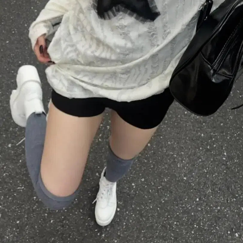 [BUNJANG] Lace Star Blouse &amp; Leggings Shorts Set / 레이스 별 블라우스 + 레깅스 반바지 코디