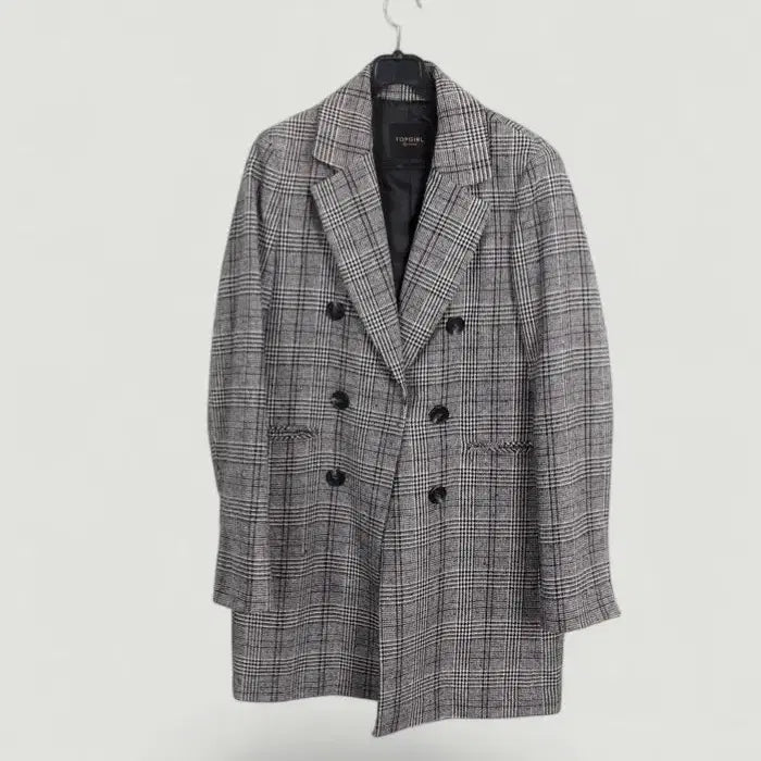 [BUNJANG] Top Girl Check Wool Double Jacket / 여성S / 탑걸 체크 울 더블자켓GR 14-22