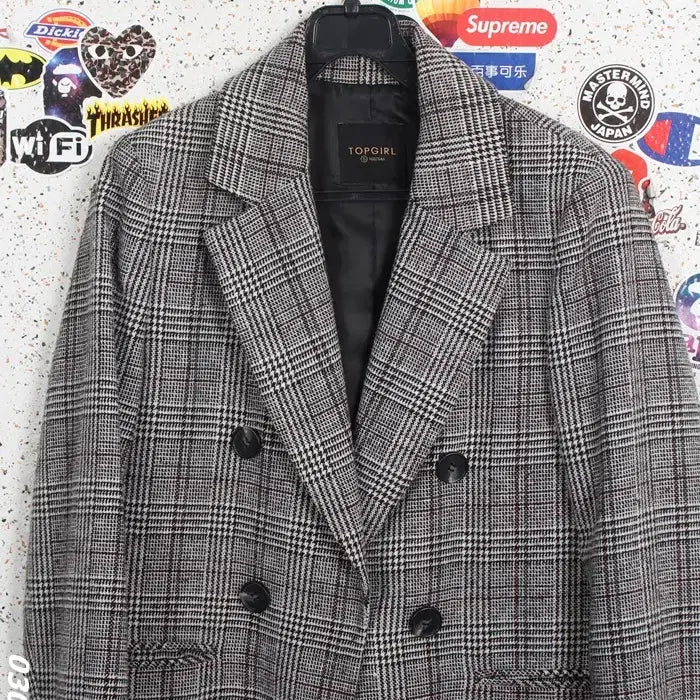 [BUNJANG] Top Girl Check Wool Double Jacket / 여성S / 탑걸 체크 울 더블자켓GR 14-22