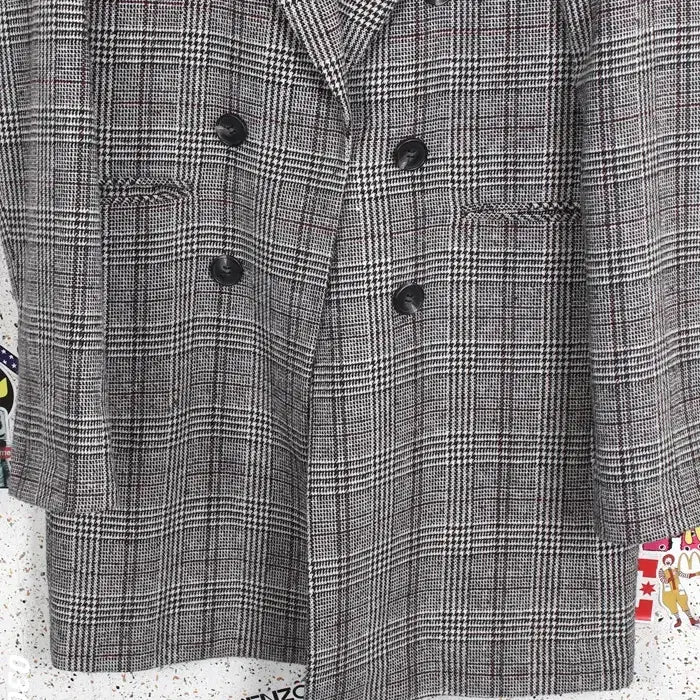 [BUNJANG] Top Girl Check Wool Double Jacket / 여성S / 탑걸 체크 울 더블자켓GR 14-22