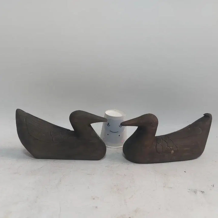 [BUNJANG] Antique Wooden Mandarin Duck Pair / 옛날 나무오리. 목안 - 민속품. 소품용