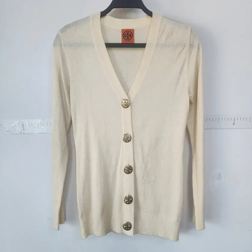 [BUNJANG] Tory Burch Ivory Gold Button Cardigan / 토리버치 아이보리 금장 버튼 가디건