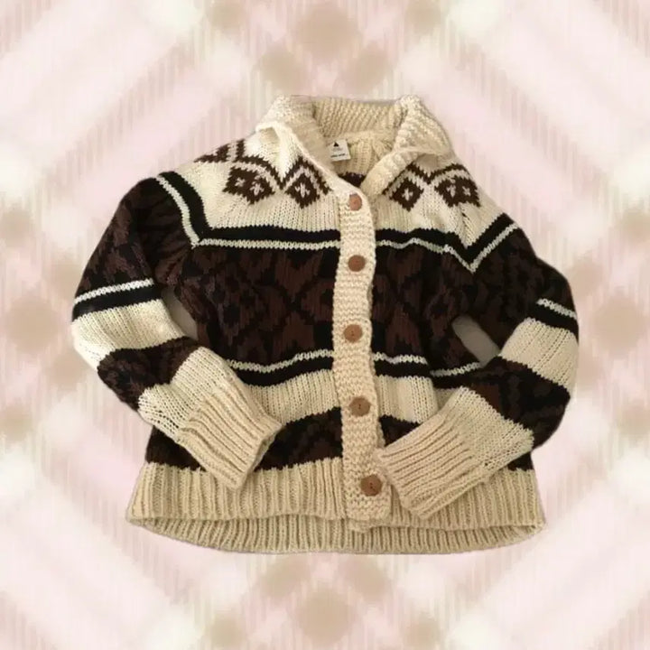 [BUNJANG] Nordic Knit Cowichan Cardigan / 브라운 노르딕 니트 코위찬 가디건 라떼 갸루 러블리 로걀 모리 빈티지