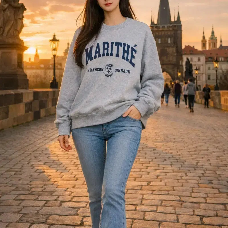 [BUNJANG] Marithe Francois Girbaud College Sweatshirt / [여자-90~95 (M)]마리떼프랑소와저버 컬리지 맨투맨