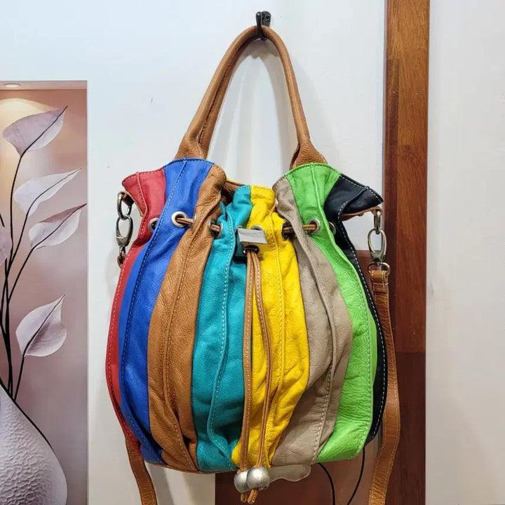 [BUNJANG] Italian Leather Bucket Bag / 이탈리아 멀티컬러 가죽 버킷백