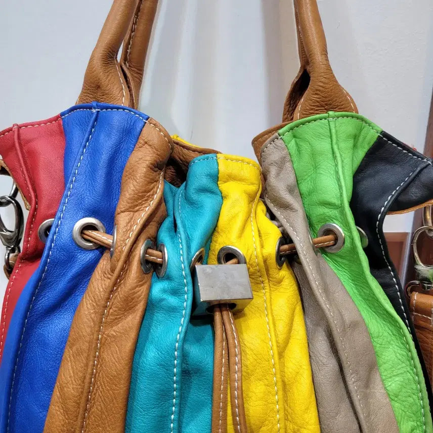 [BUNJANG] Italian Leather Bucket Bag / 이탈리아 멀티컬러 가죽 버킷백