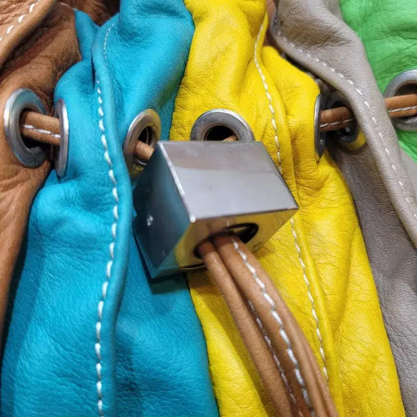 [BUNJANG] Italian Leather Bucket Bag / 이탈리아 멀티컬러 가죽 버킷백