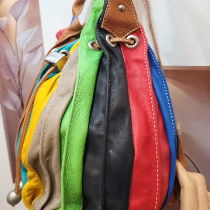 [BUNJANG] Italian Leather Bucket Bag / 이탈리아 멀티컬러 가죽 버킷백