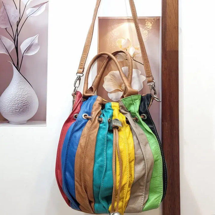 [BUNJANG] Italian Leather Bucket Bag / 이탈리아 멀티컬러 가죽 버킷백