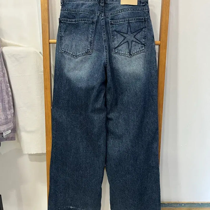 [BUNJANG] KIRSH Wide Denim Pants (Dark Blue) / [KIRSH] 키르시 데미지 와이드 데님 팬츠 (진청)