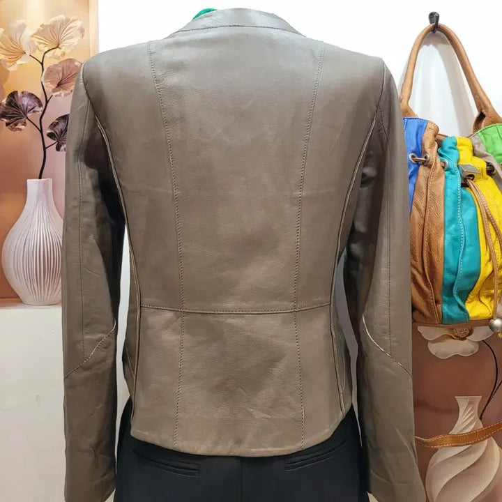[BUNJANG] It MICHAA Collarless Zip Leather Jacket / 잇미샤 노카라 집업 가죽 자켓