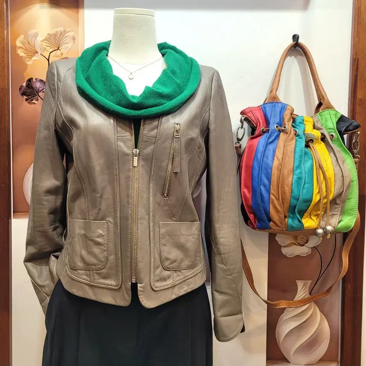 [BUNJANG] It MICHAA Collarless Zip Leather Jacket / 잇미샤 노카라 집업 가죽 자켓