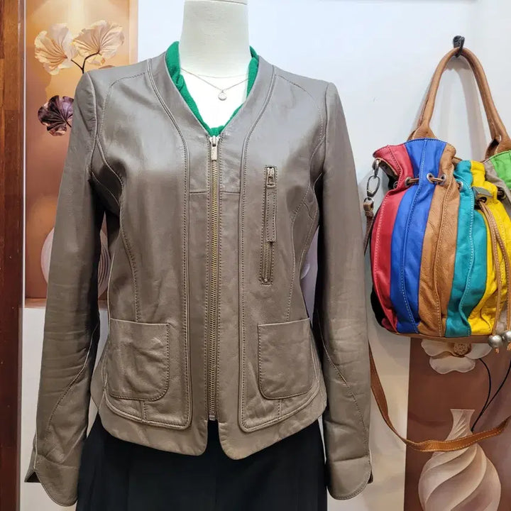 [BUNJANG] It MICHAA Collarless Zip Leather Jacket / 잇미샤 노카라 집업 가죽 자켓